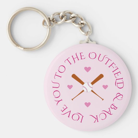 ロマンチックなカスタム野球文字ピンク キーホルダー (正面)