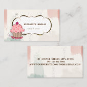 ロマンチックなカップケーキベーカリー、水彩ブラシストローク 名刺 (正面/裏面)