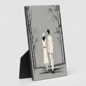 ロマンチックなカップルがミニマルなラインアートを散策 フォトプラーク (側面)