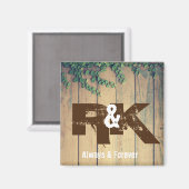 ロマンチックなカップルのイニシャルが近づく マグネット (正面/裏面)