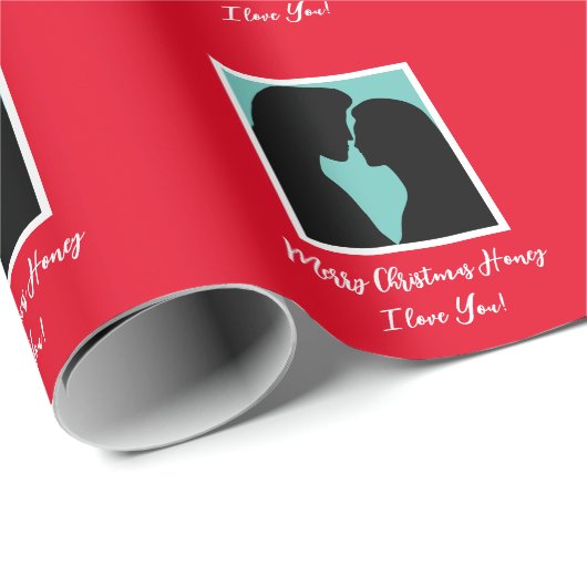 ロマンチックなカップルのシルエットパーソナライズされたクリスマス ラッピングペーパー (ロールコーナー)