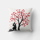 ロマンチックなカップルのシルエットラブツリーピロー クッション (裏面)