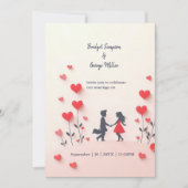 ロマンチックなカップルのシルエット結婚赤いハート (正面)