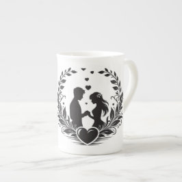 ロマンチックなカップルのシルエット コーヒーマグ ボーンチャイナマグカップ