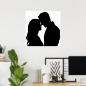 ロマンチックなカップルのシルエット ポスター (ホームオフィス)