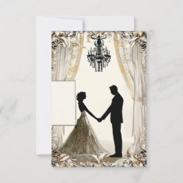 ロマンチックなカップルのシルエット 招待状