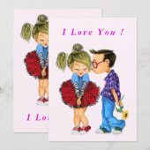 ロマンチックなカップルのバレンタインデーのカード – 私はあなたを愛している (正面/裏面)