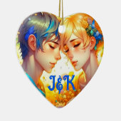 ロマンチックなカップルのプレゼント |アニパーソナライズされたメ セラミックオーナメント (右)