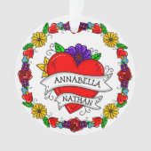 ロマンチックなカップルのプレゼント | Tattooスタイルアート オーナメント (正面)