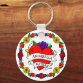 ロマンチックなカップルのプレゼント | Tattooスタイルアート キーホルダー (正面)