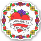 ロマンチックなカップルのプレゼント | Tattooスタイルアート シール (正面)