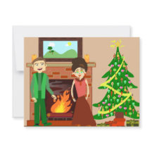 ロマンチックなカップルのホリデー ヴィンテージ クリスマス アート