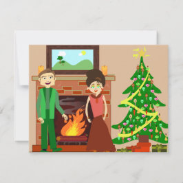 ロマンチックなカップルのホリデー ヴィンテージ クリスマス アート