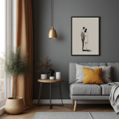 ロマンチックなカップルのミニマルなラインアート ポスター