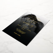 ロマンチックなカップルのモノクロ結婚写真の金ゴールド 箔招待状 (回転した状態)