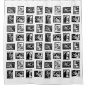 ロマンチックなカップルのヴィンテージはがき白黒 シャワーカーテン (正面)