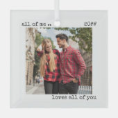 ロマンチックなカップルの写真すべての私があなたを愛 ガラスオーナメント (正面)