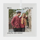 ロマンチックなカップルの写真すべての私があなたを愛 ガラスオーナメント (裏面)