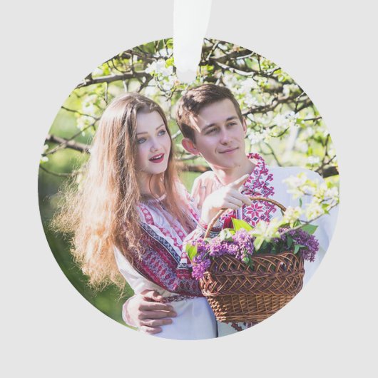 ロマンチックなカップルの写真クリスマスオーナメント記念品 オーナメント (正面)