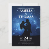 ロマンチックなカップルの天の川のウェディング 招待状 (正面)