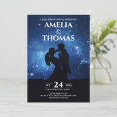 ロマンチックなカップルの天の川のウェディング 招待状 (スタンド正面)