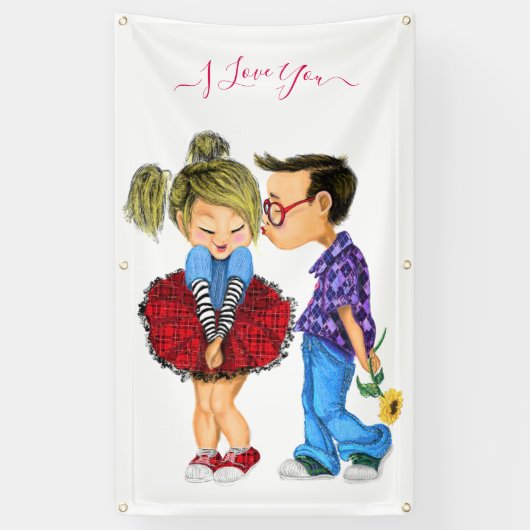 ロマンチックなカップルの愛のバナー – 私はあなたを愛している 横断幕 (縦)