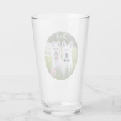 ロマンチックなカップルの犬が結婚した来る タンブラーグラス (裏面)