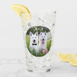 ロマンチックなカップルの犬が結婚した来る タンブラーグラス