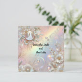 ロマンチックなカップルの結婚式フラットカード (スタンド正面)