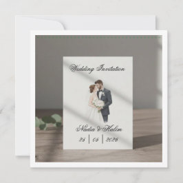 ロマンチックなカップルの結婚式招待状テンプレート 招待状