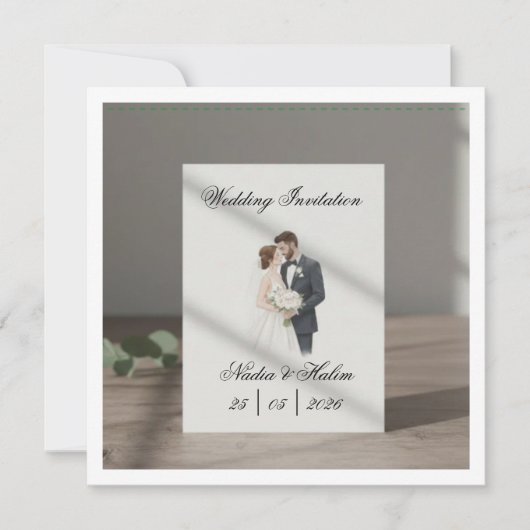 ロマンチックなカップルの結婚式招待状テンプレート 招待状 (正面)