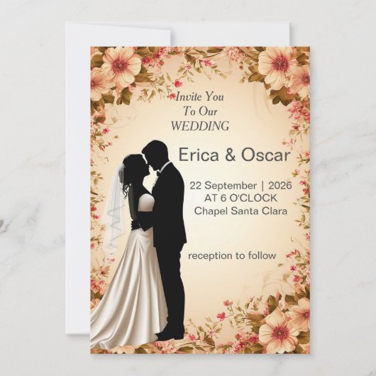 ✨ ロマンチックなカップルの結婚式招待状 ✨ 招待状 (正面)