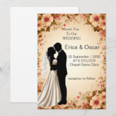 ✨ ロマンチックなカップルの結婚式招待状 ✨ 招待状 (正面/裏面)