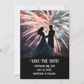 ロマンチックなカップルの花火ダンス Save the Date 招待状 (正面)