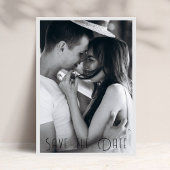 ロマンチックなカップルの黒と白の写真日付を保存 招待状