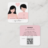 ロマンチックなカップルイラスト 花嫁 花婿 結婚式 スクエア名刺 (正面/裏面)