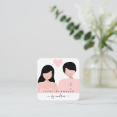 ロマンチックなカップルイラスト 花嫁 花婿 結婚 スクエア名刺 (スタンド正面)