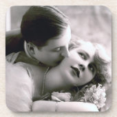 ロマンチックなカップルヴィンテージレトロ写真エレガントラブ コースター (正面)