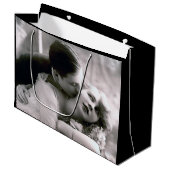 ロマンチックなカップルヴィンテージレトロ写真エレガントラブ ラージペーパーバッグ (正面アングル)