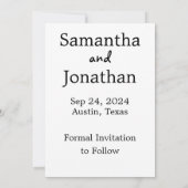 ロマンチックなカップル写真アーチデイトカードを保存 セーブザデート (裏面)