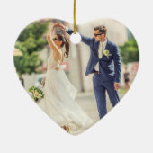 ロマンチックなカップル写真コラージュハートクリスマス セラミックオーナメント (裏面)