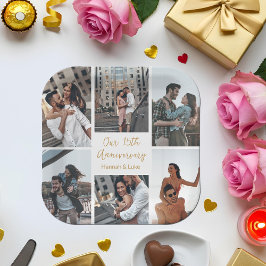 ロマンチックなカップル写真コラージュ記念日パーティー ペーパープレート