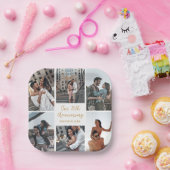 ロマンチックなカップル写真コラージュ記念日パーティー ペーパープレート (パーティー)