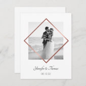 ロマンチックなカップル写真バラ金ゴールド枠ミニマル主義者 シーズンカード (正面/裏面)