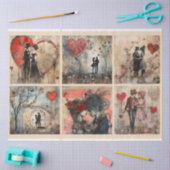 ロマンチックなカップル混合メディアの背景 薄葉紙 (クラフト)