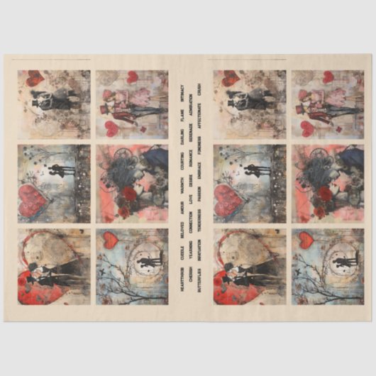 ロマンチックなカップル混合メディア背景1 薄葉紙 (正面)