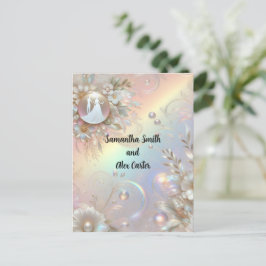 ロマンチックなカップル結婚式招待状はがき ポストカード