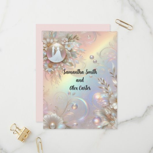 ロマンチックなカップル結婚式招待状 インビテーションポストカード (正面/裏面インサイチュ)