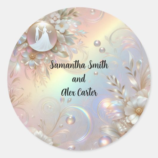 ロマンチックなカップル結婚式用シール ラウンドシール (正面)