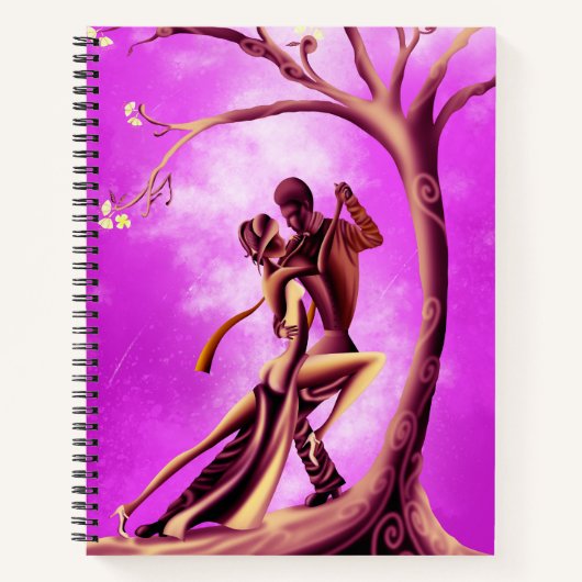 ロマンチックなカップル踊りザタンゴピンクイエロー ノートブック (正面)